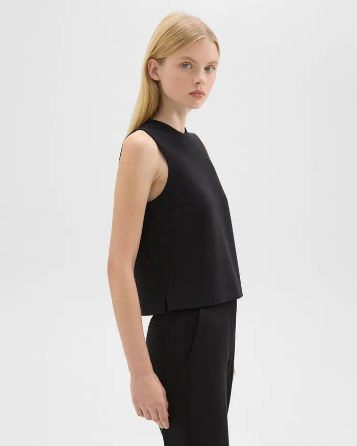 Theory Tops Sleeveless Crewneck Top In Admiral Crepe Black 8211 Women