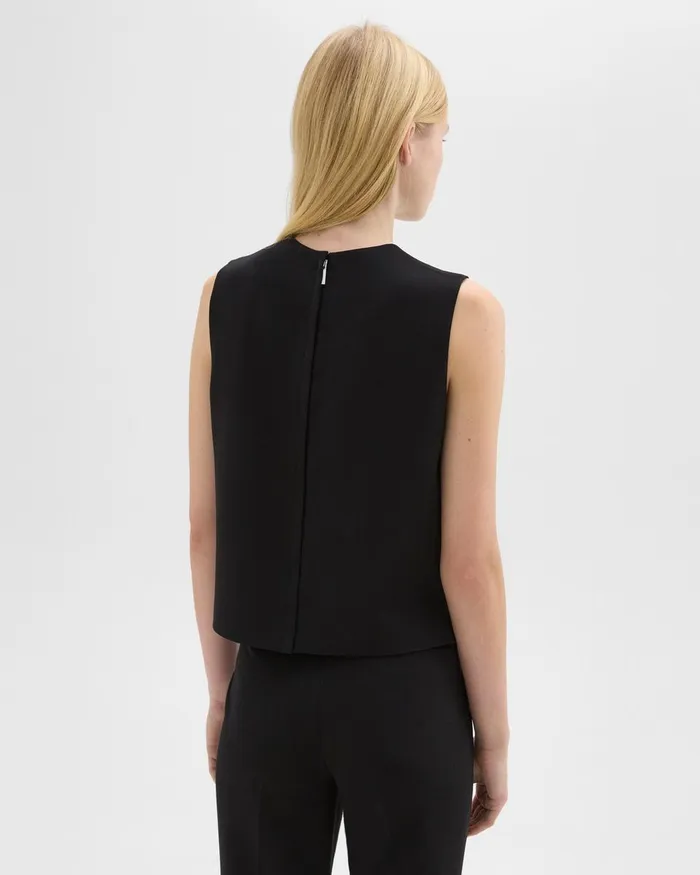 Theory Tops Sleeveless Crewneck Top In Admiral Crepe Black 8211 Women