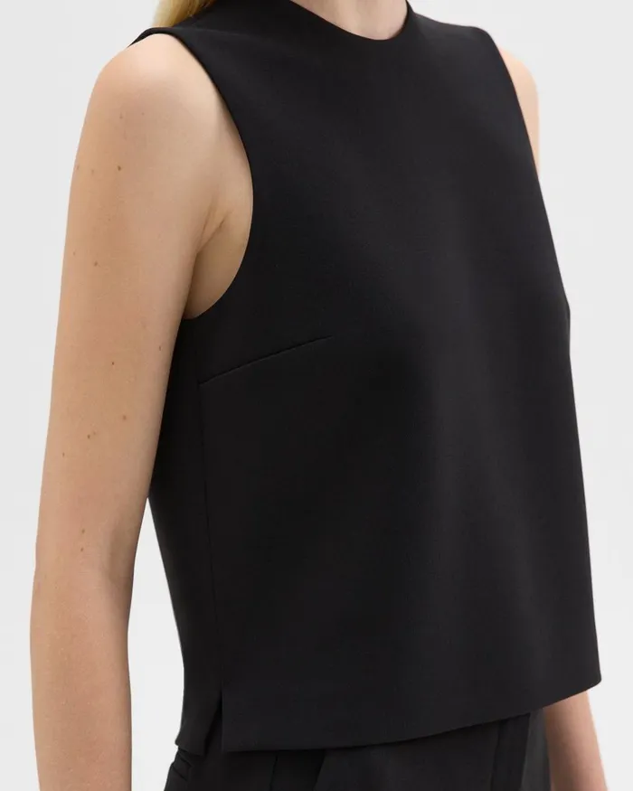Theory Tops Sleeveless Crewneck Top In Admiral Crepe Black 8211 Women