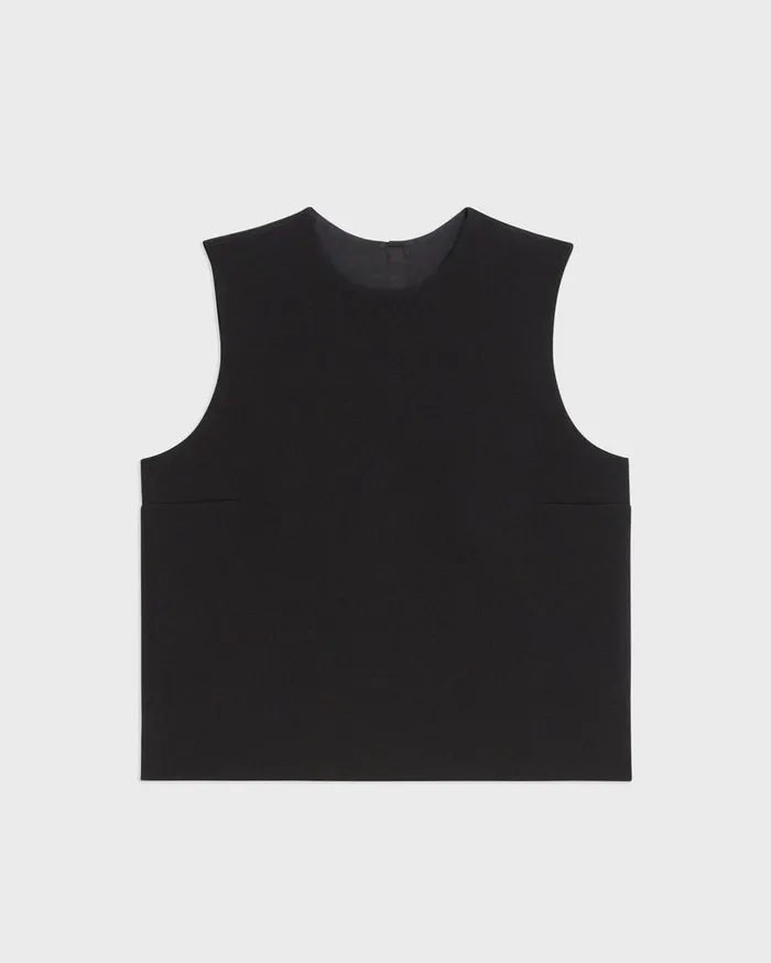 Theory Tops Sleeveless Crewneck Top In Admiral Crepe Black 8211 Women