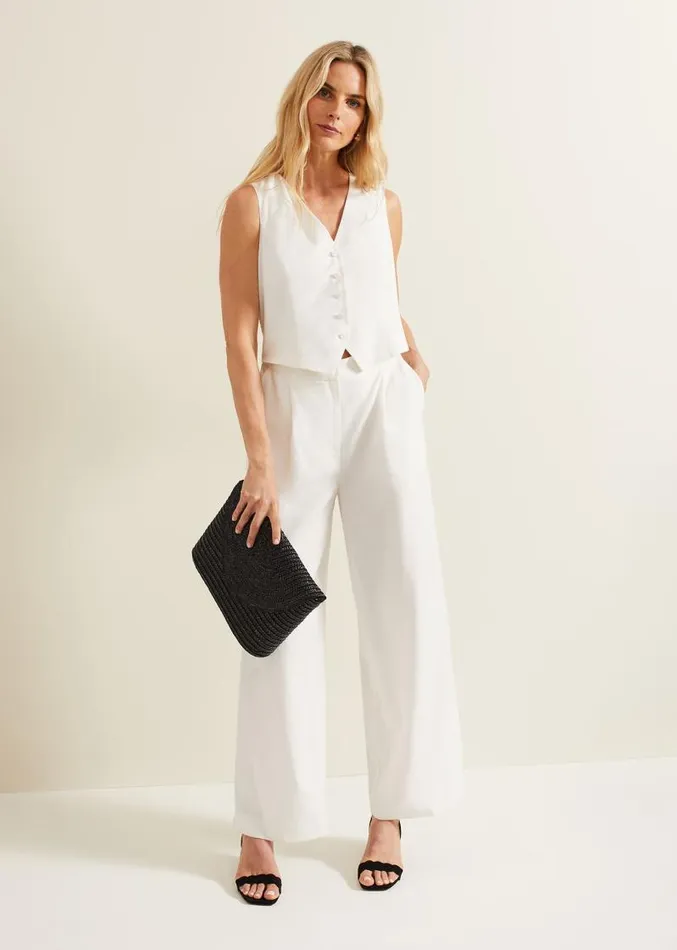 Tia Waistcoat Jumpsuit Ivory Women Phase Eight Jumpsuits