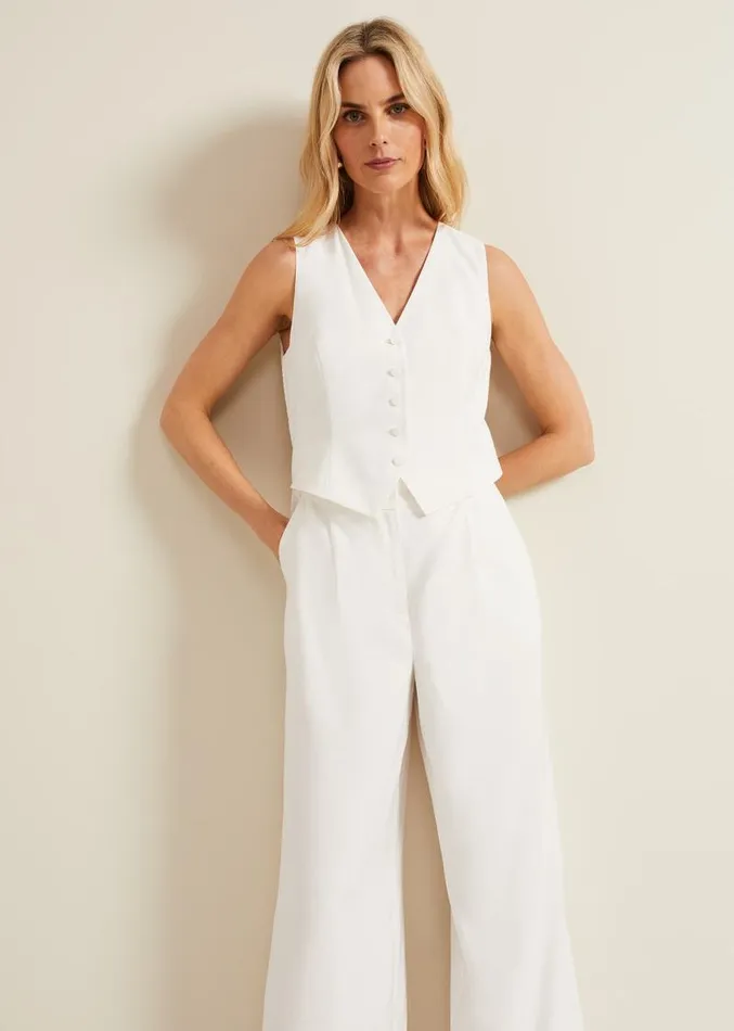 Tia Waistcoat Jumpsuit Ivory Women Phase Eight Jumpsuits