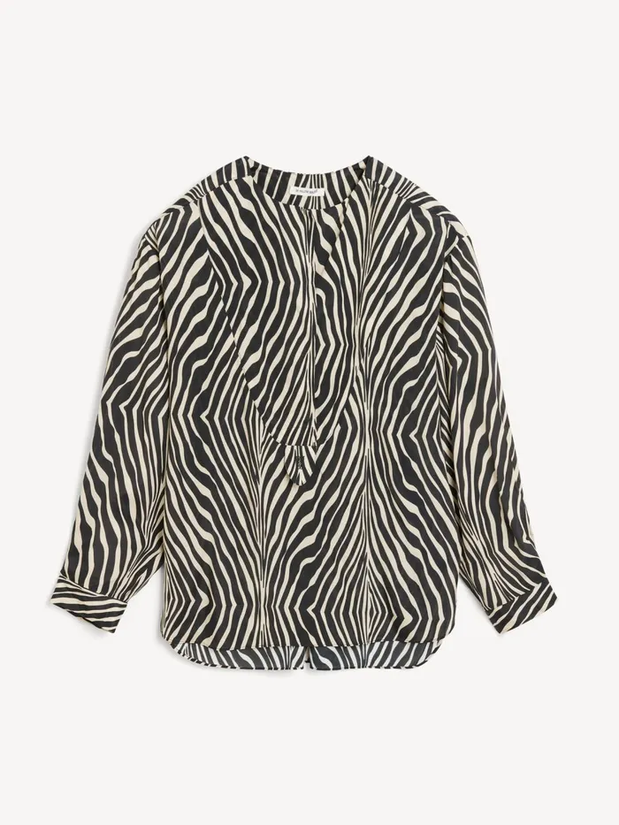 Tops and Blouses Women By Malene Birger Fayette SilkBlend Shirt Zebra