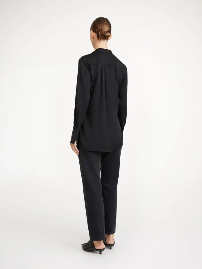 Tops and Blouses Women By Malene Birger Mabillon Silk Shirt Black