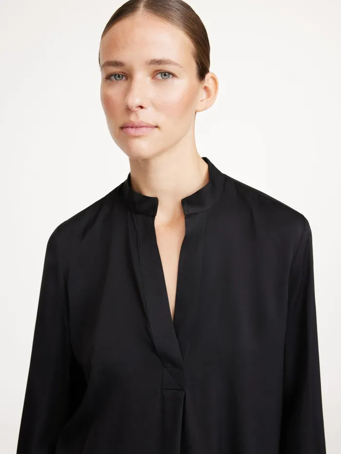 Tops and Blouses Women By Malene Birger Mabillon Silk Shirt Black