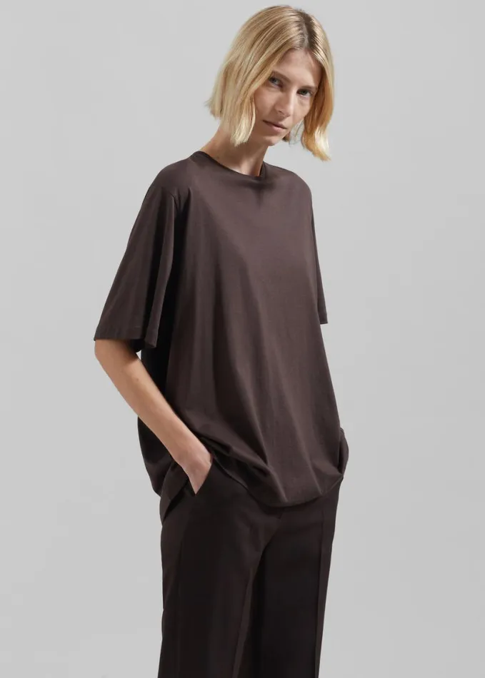 Tops Women The Frankie Shop Harper Soft Organic TShirt 8211 Brown