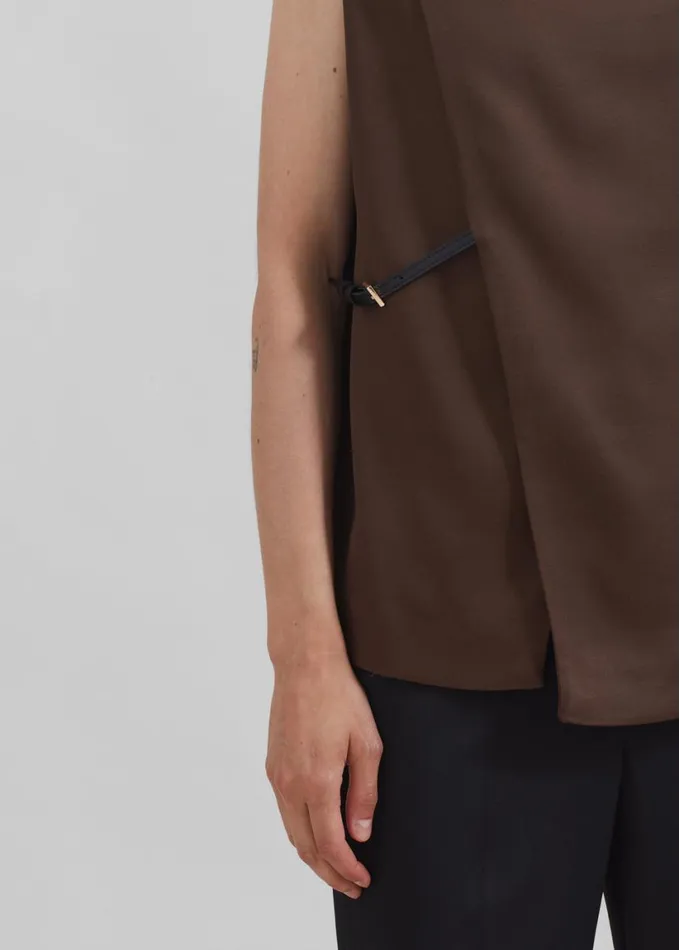 Tops Women The Frankie Shop Loulou Studio Sambac Sleeveless Top 8211 Choco
