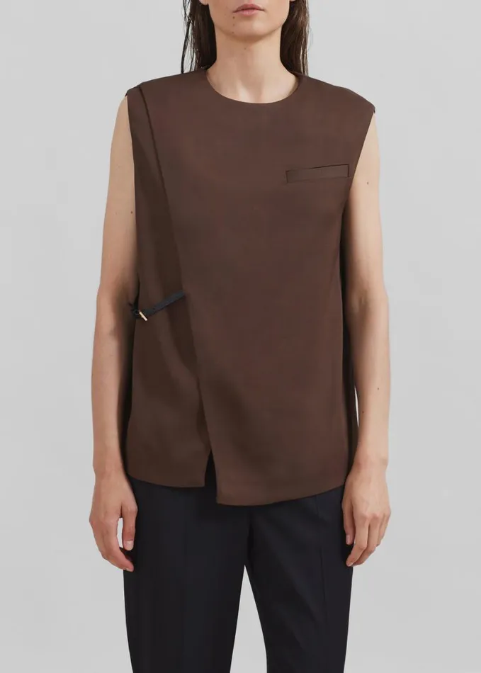 Tops Women The Frankie Shop Loulou Studio Sambac Sleeveless Top 8211 Choco