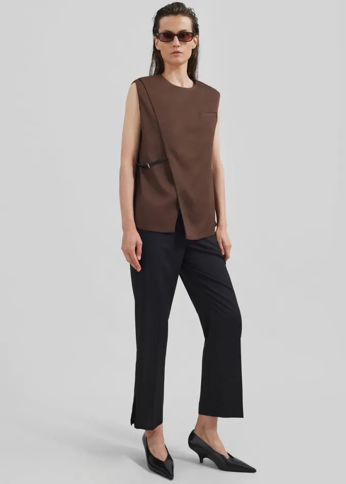 Tops Women The Frankie Shop Loulou Studio Sambac Sleeveless Top 8211 Choco