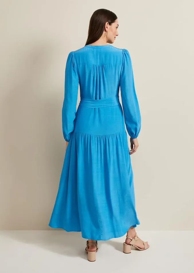 Tori Button Through Maxi Dress Blue Women Phase Eight Dresses