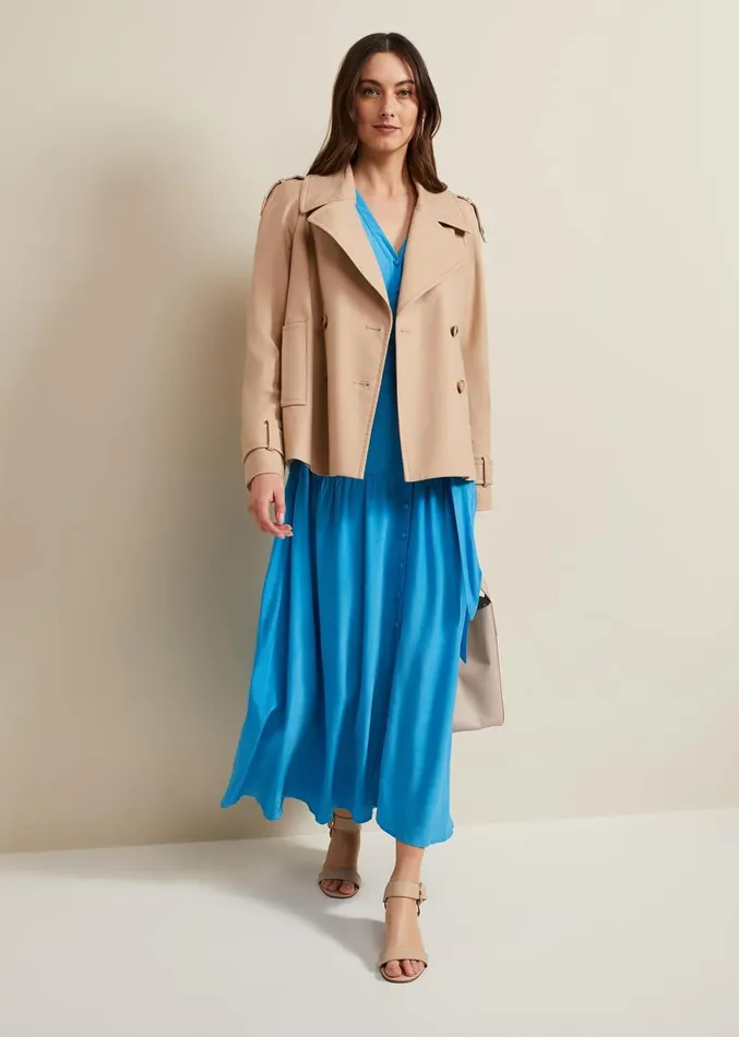 Tori Button Through Maxi Dress Blue Women Phase Eight Dresses