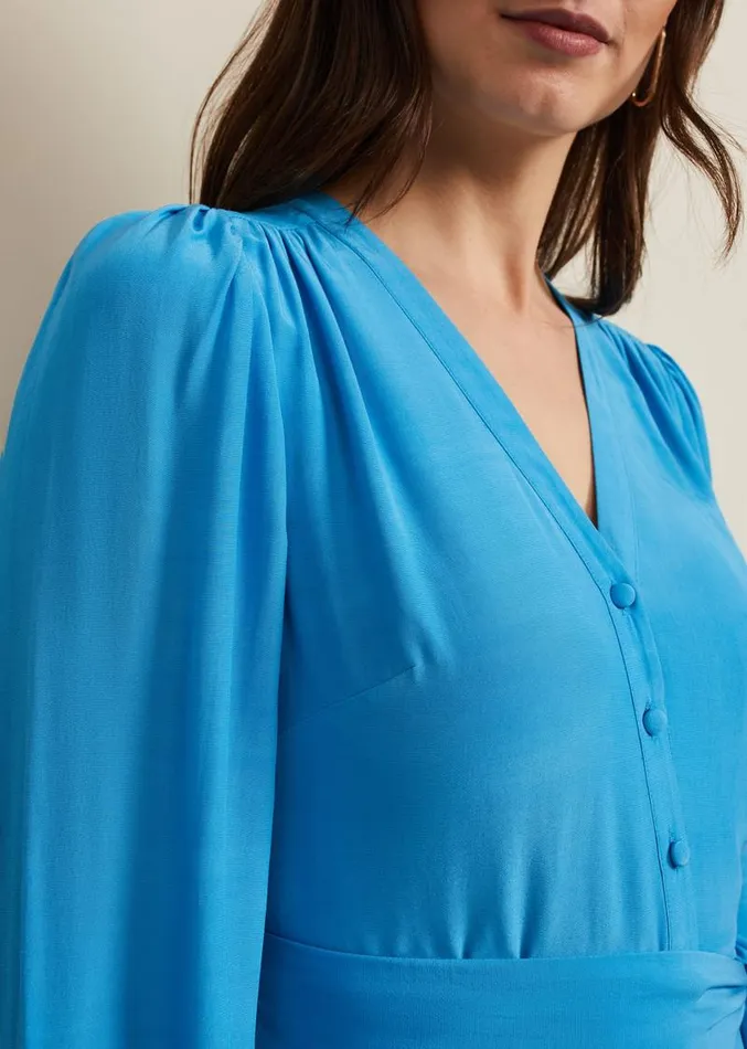 Tori Button Through Maxi Dress Blue Women Phase Eight Dresses