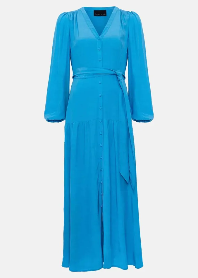 Tori Button Through Maxi Dress Blue Women Phase Eight Dresses