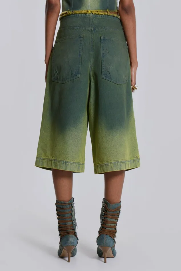 Toxic Denim Jorts Green Women Jaded London Shorts and Jorts
