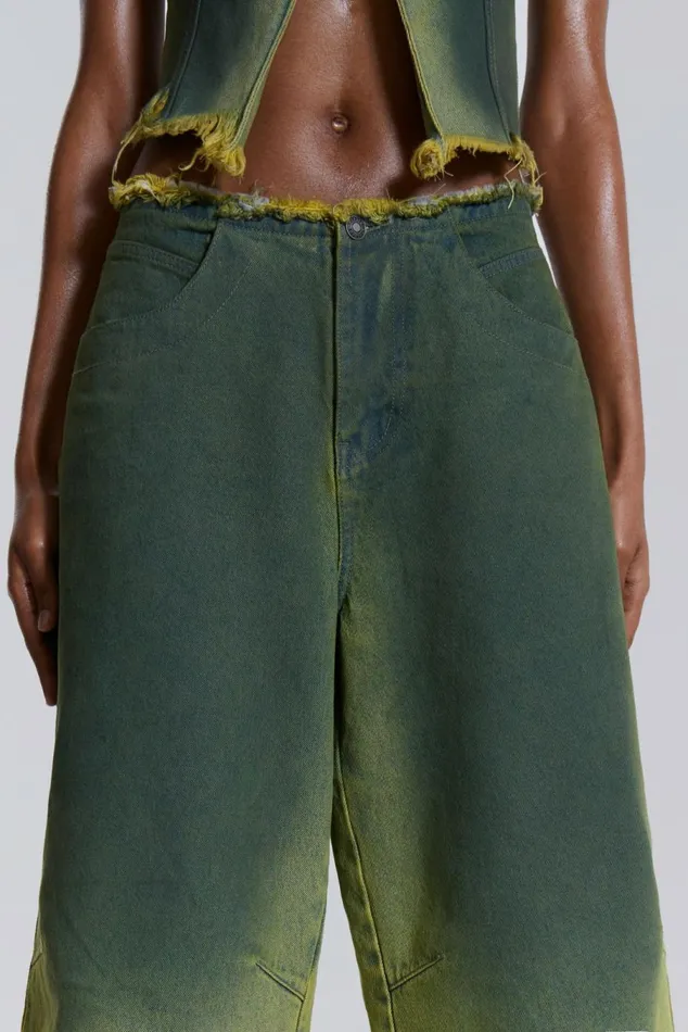 Toxic Denim Jorts Green Women Jaded London Shorts and Jorts