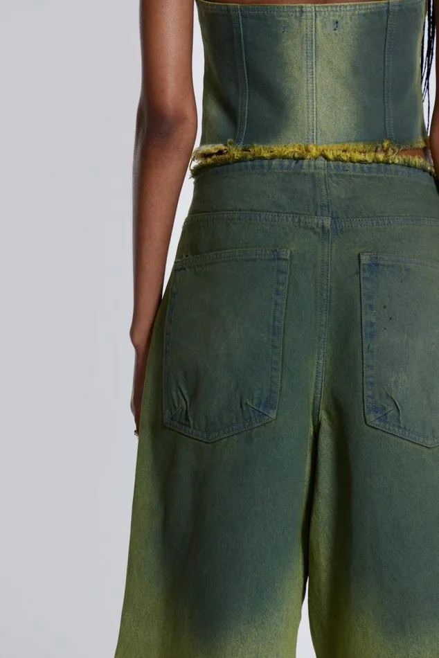 Toxic Denim Jorts Green Women Jaded London Shorts and Jorts
