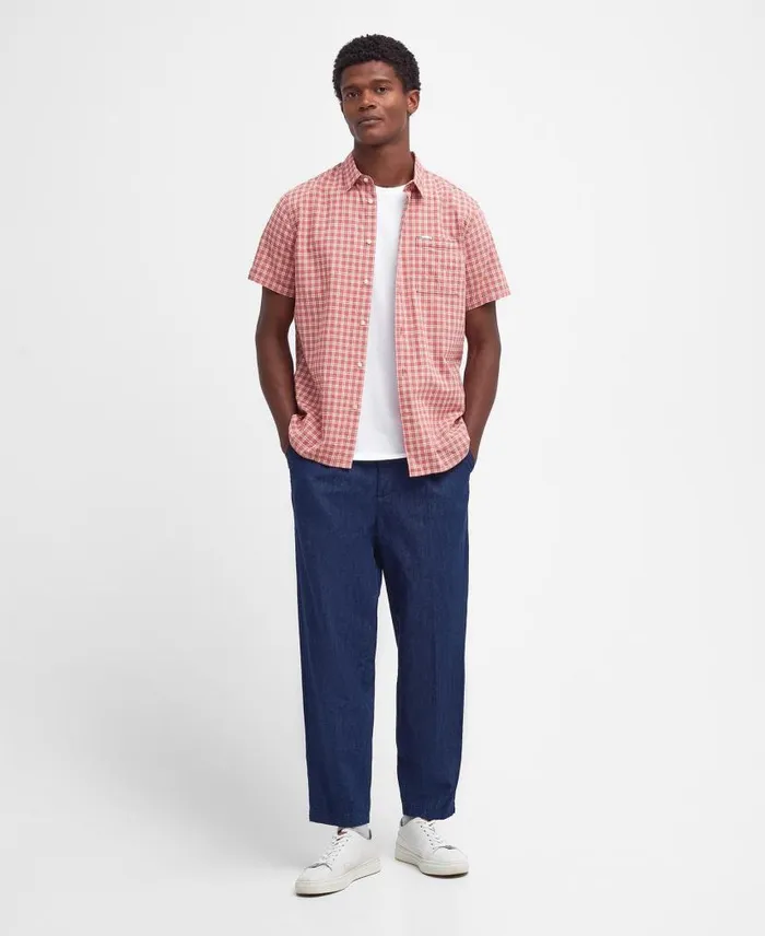 Tristan Regular ShortSleeved Shirt Blue Chalk Men Barbour Shirts