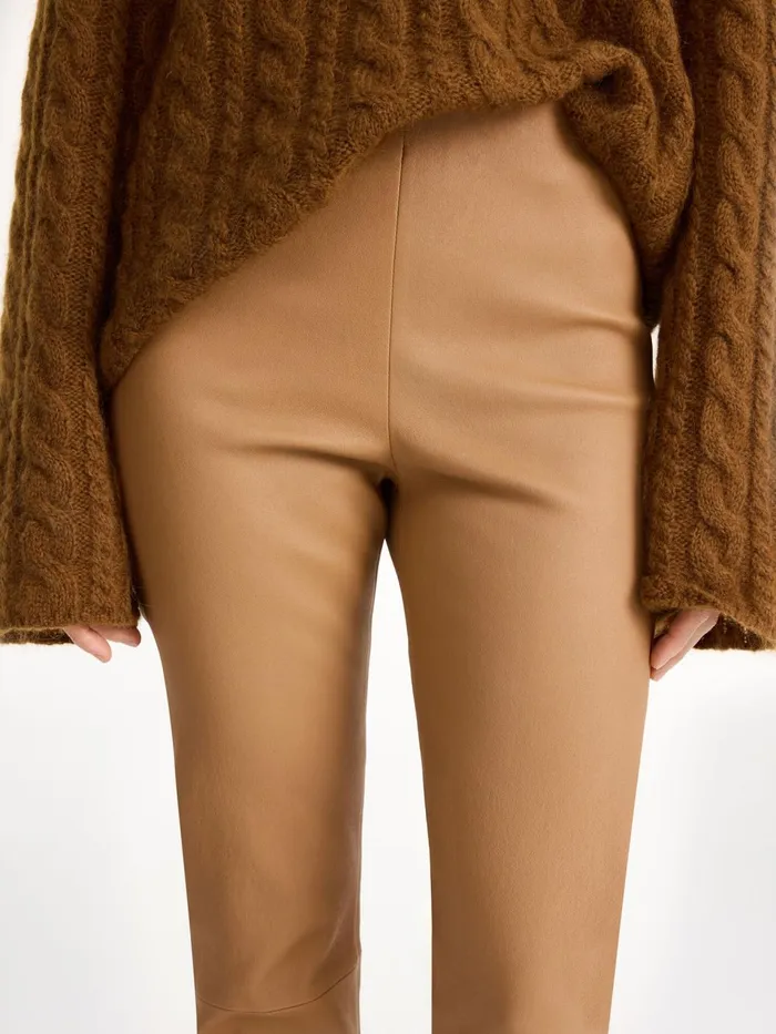 Trousers Women By Malene Birger Florentina Leather Trousers Raw Sugar