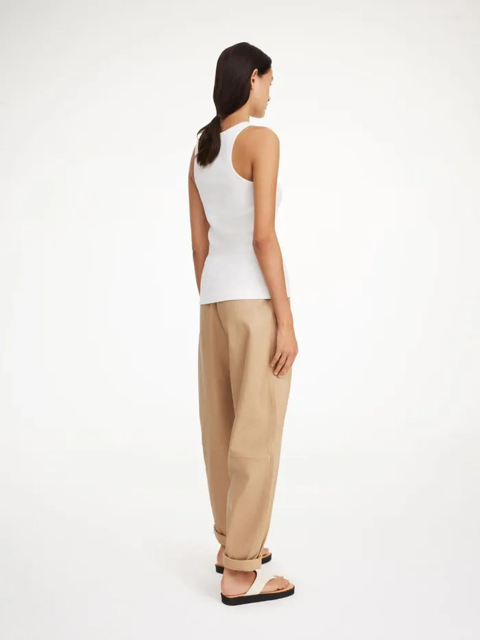 Trousers Women By Malene Birger Joanni Leather Trousers Sand Beige