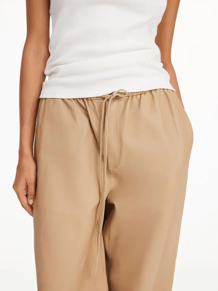 Trousers Women By Malene Birger Joanni Leather Trousers Sand Beige