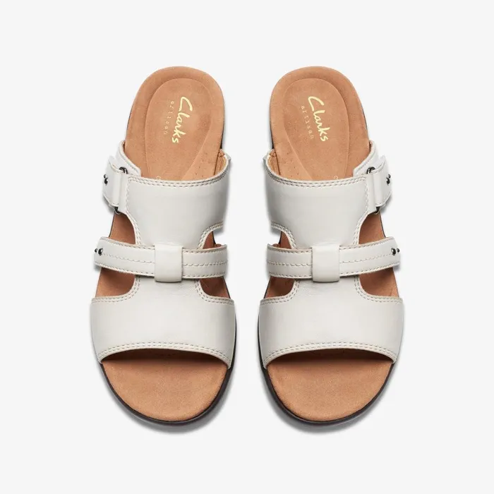 Tuleah Jane Off White Leather Women Clarks Sandals and Flip Flops