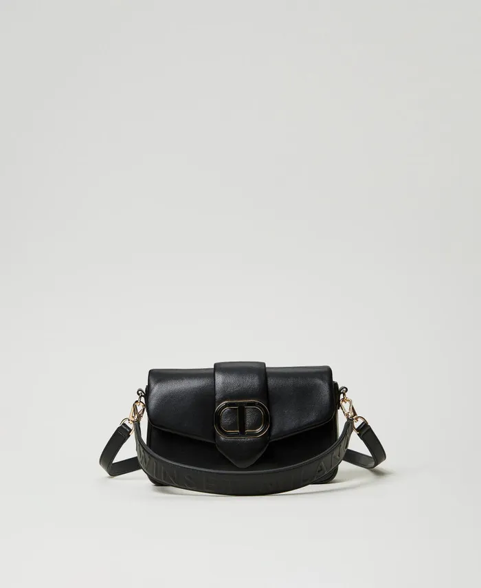 Twinset Amie039 Medium Nappa Leather Shoulder Bag Black Women Handbags
