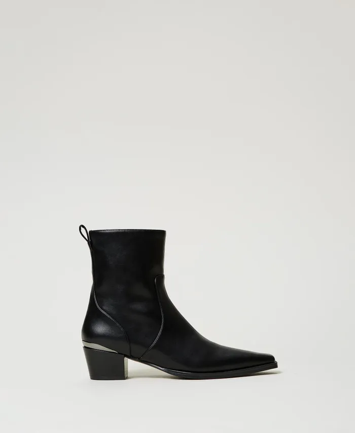 Twinset Ankle Boots With Laminated Insert Black Women Heels