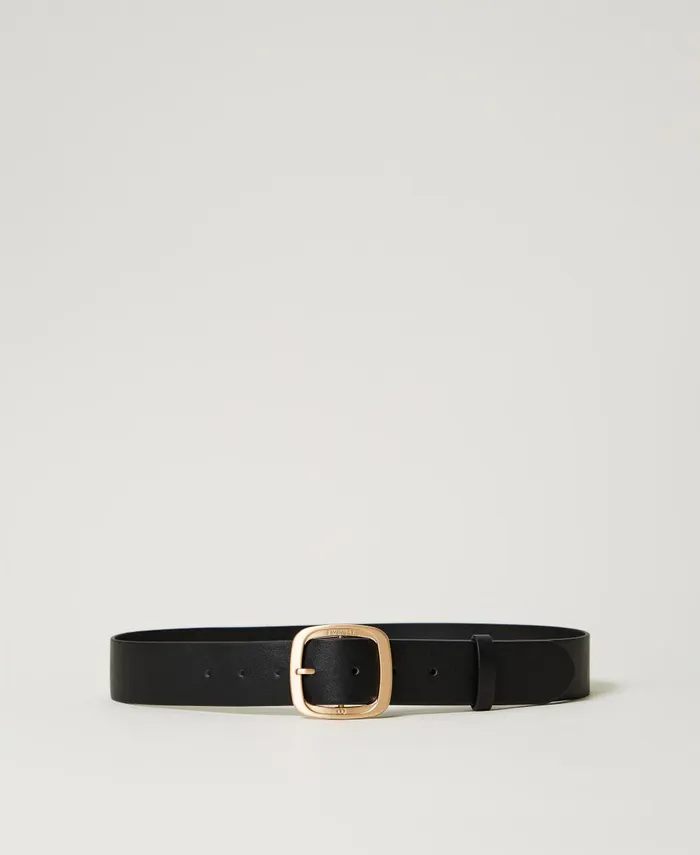 Twinset Belt With Square Buckle Black Women Belts