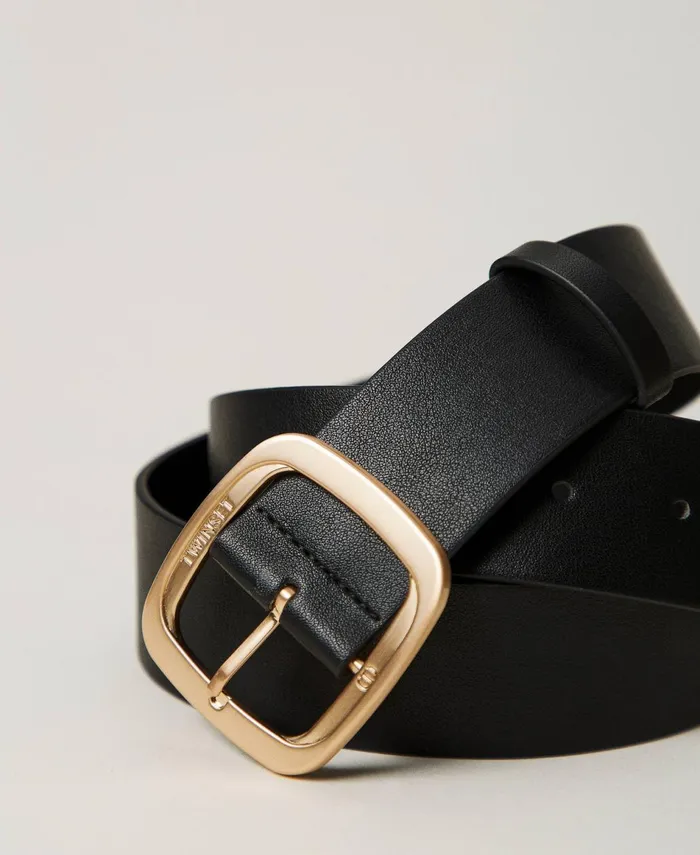 Twinset Belt With Square Buckle Black Women Belts Twinset Belt With Square Buckle Black Women Belts