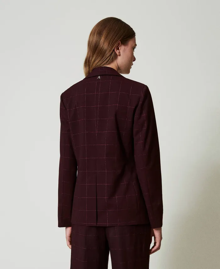 Twinset Blazer With Lurex Check Pattern Potent Purple Women Jackets And Outerwear Twinset Blazer With Lurex Check Pattern Potent Purple Women Jackets And Outerwear