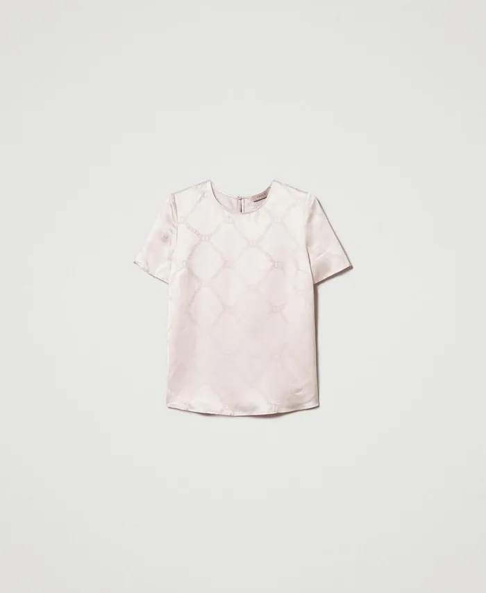 Twinset Blouse With Jacquard Oval T Old White Women Blouses And Shirts Twinset Blouse With Jacquard Oval T Old White Women Blouses And Shirts