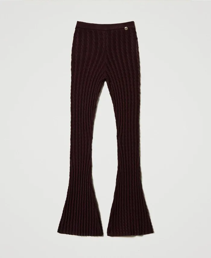 Twinset Cable Knit Flared Trousers Potent Purple Women Suits And Sets Twinset Cable Knit Flared Trousers Potent Purple Women Suits And Sets