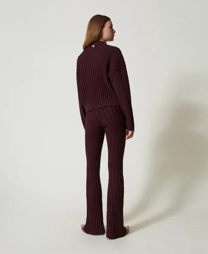 Twinset Cable Knit Flared Trousers Potent Purple Women Suits And Sets Twinset Cable Knit Flared Trousers Potent Purple Women Suits And Sets