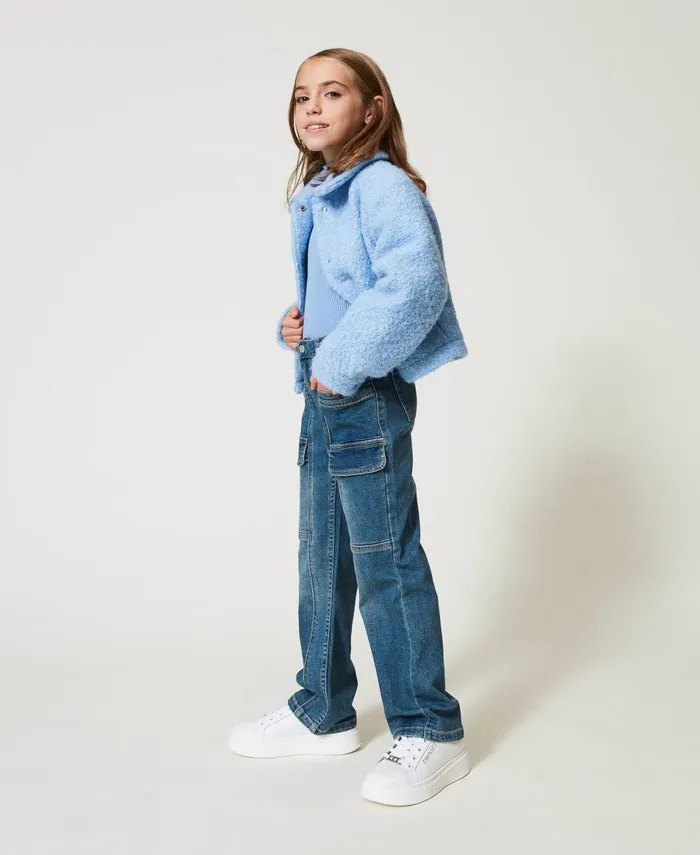 Twinset Cargo Jeans With Pockets Denim Mid Blue Girl Trousers And Jeans Twinset Cargo Jeans With Pockets Denim Mid Blue Girl Trousers And Jeans