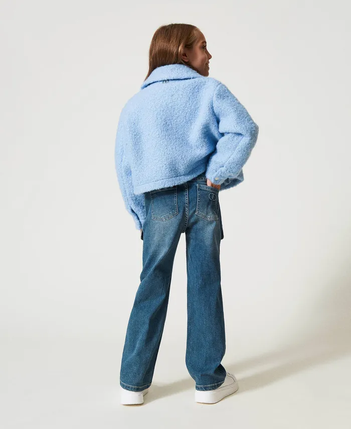 Twinset Cargo Jeans With Pockets Denim Mid Blue Girl Trousers And Jeans Twinset Cargo Jeans With Pockets Denim Mid Blue Girl Trousers And Jeans