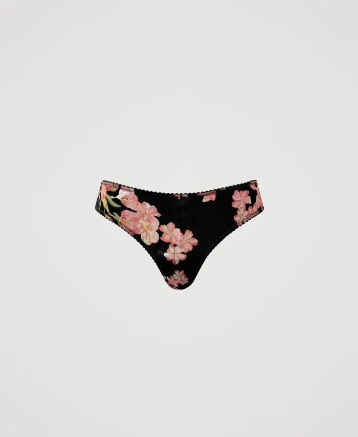 Twinset Dvor Velvet Brazilian Briefs Multicolour Blooming Women Underwear And Nightwear