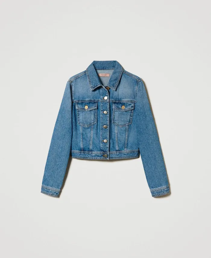 Twinset Denim Jacket With Pockets Denim Women Jackets And Outerwear