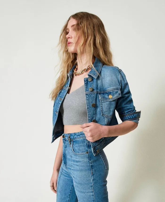Twinset Denim Jacket With Pockets Denim Women Jackets And Outerwear