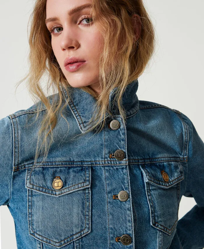 Twinset Denim Jacket With Pockets Denim Women Jackets And Outerwear
