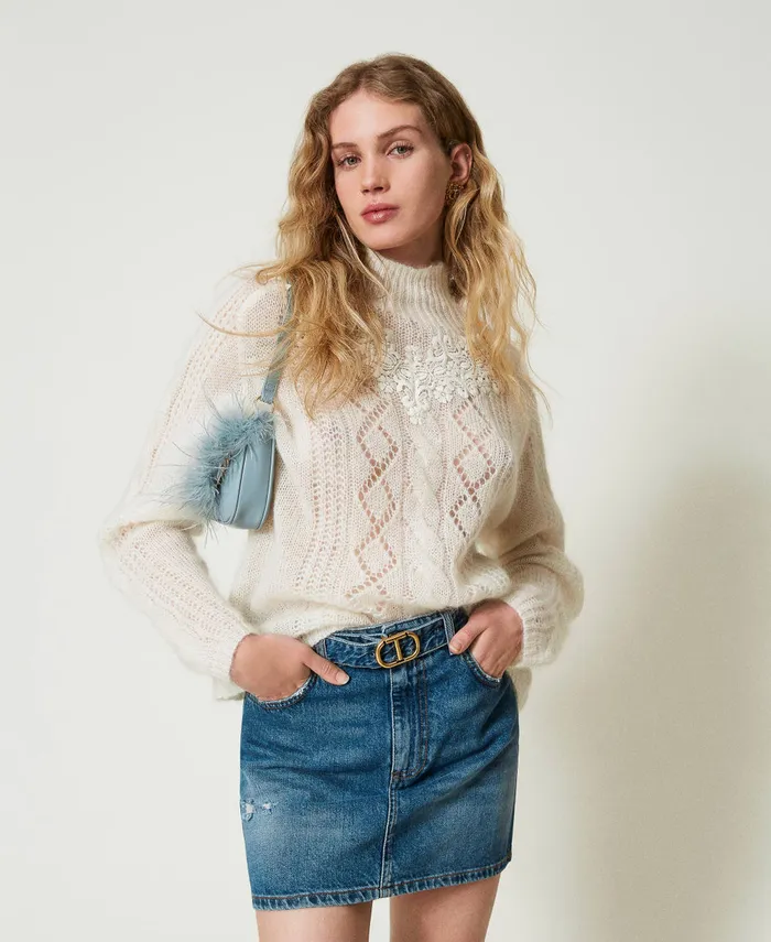 Twinset Denim Miniskirt With Belt Denim Women Skirts