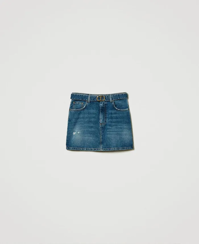 Twinset Denim Miniskirt With Belt Denim Women Skirts Twinset Denim Miniskirt With Belt Denim Women Skirts
