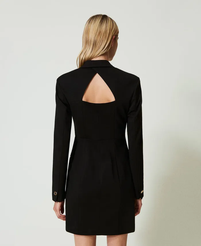 Twinset DoubleBreasted Robe Manteau Short Dress Black Women Dresses Twinset DoubleBreasted Robe Manteau Short Dress Black Women Dresses
