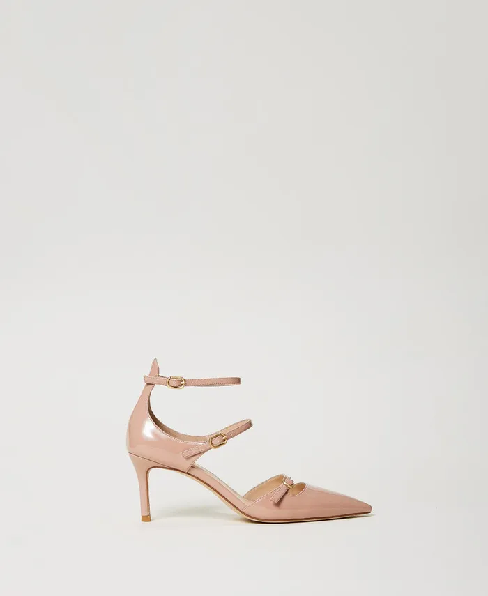 Twinset Faux Patent Leather Court Shoes With Straps Les Beiges Women Heels