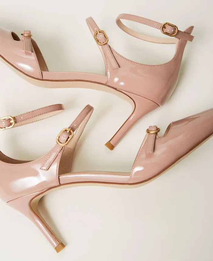 Twinset Faux Patent Leather Court Shoes With Straps Les Beiges Women Heels Twinset Faux Patent Leather Court Shoes With Straps Les Beiges Women Heels