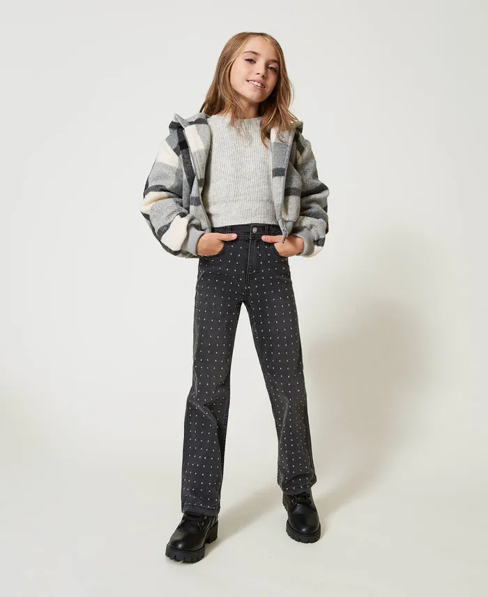 Twinset FivePocket Jeans With Studs Old Black Denim Girl Trousers And Jeans