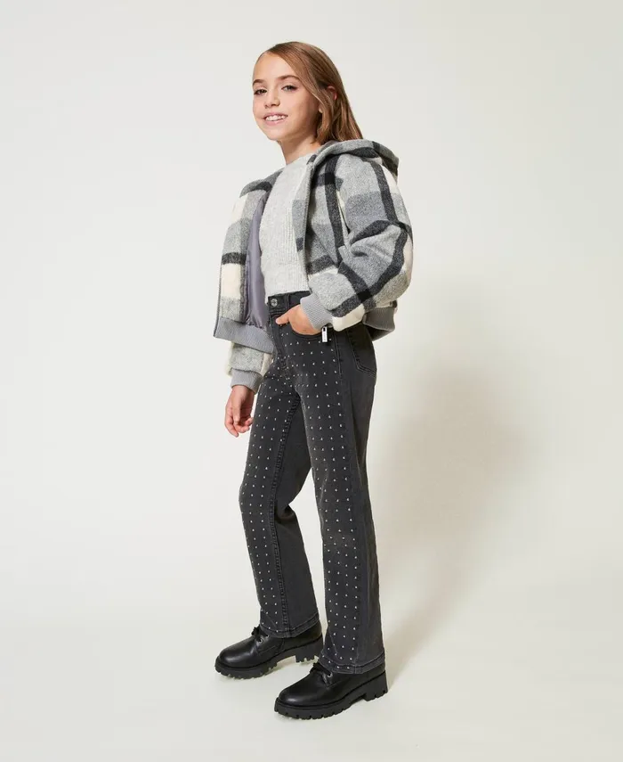 Twinset FivePocket Jeans With Studs Old Black Denim Girl Trousers And Jeans Twinset FivePocket Jeans With Studs Old Black Denim Girl Trousers And Jeans