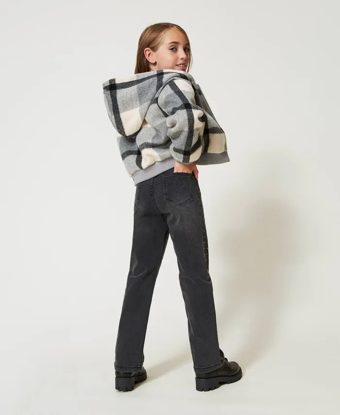Twinset FivePocket Jeans With Studs Old Black Denim Girl Trousers And Jeans Twinset FivePocket Jeans With Studs Old Black Denim Girl Trousers And Jeans