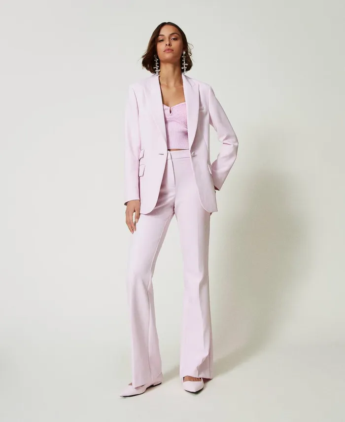 Twinset Flared Cady Crpe Trousers Pink Tulle Women Suits And Sets Twinset Flared Cady Crpe Trousers Pink Tulle Women Suits And Sets