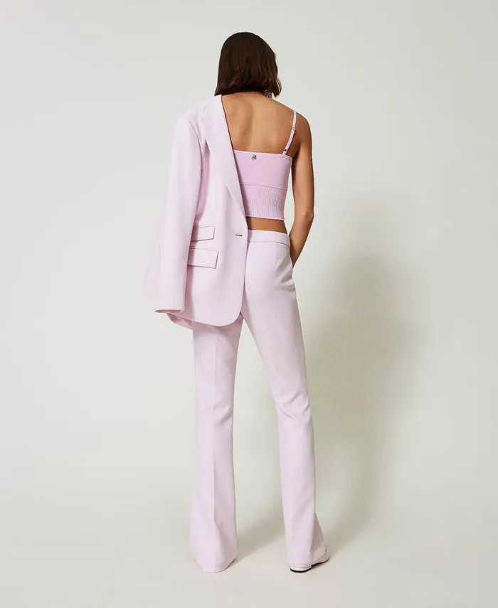 Twinset Flared Cady Crpe Trousers Pink Tulle Women Suits And Sets Twinset Flared Cady Crpe Trousers Pink Tulle Women Suits And Sets