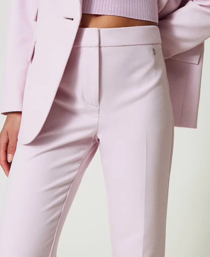 Twinset Flared Cady Crpe Trousers Pink Tulle Women Suits And Sets Twinset Flared Cady Crpe Trousers Pink Tulle Women Suits And Sets